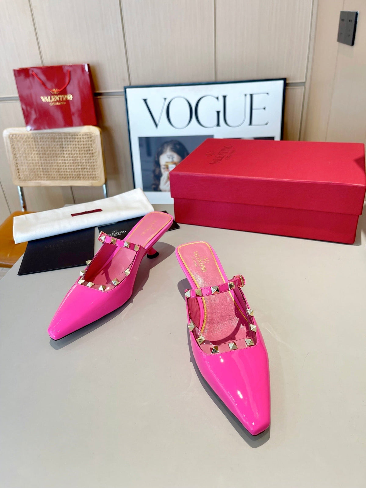 Valentino 25 Pump Mules Heels Patent Leather 239599