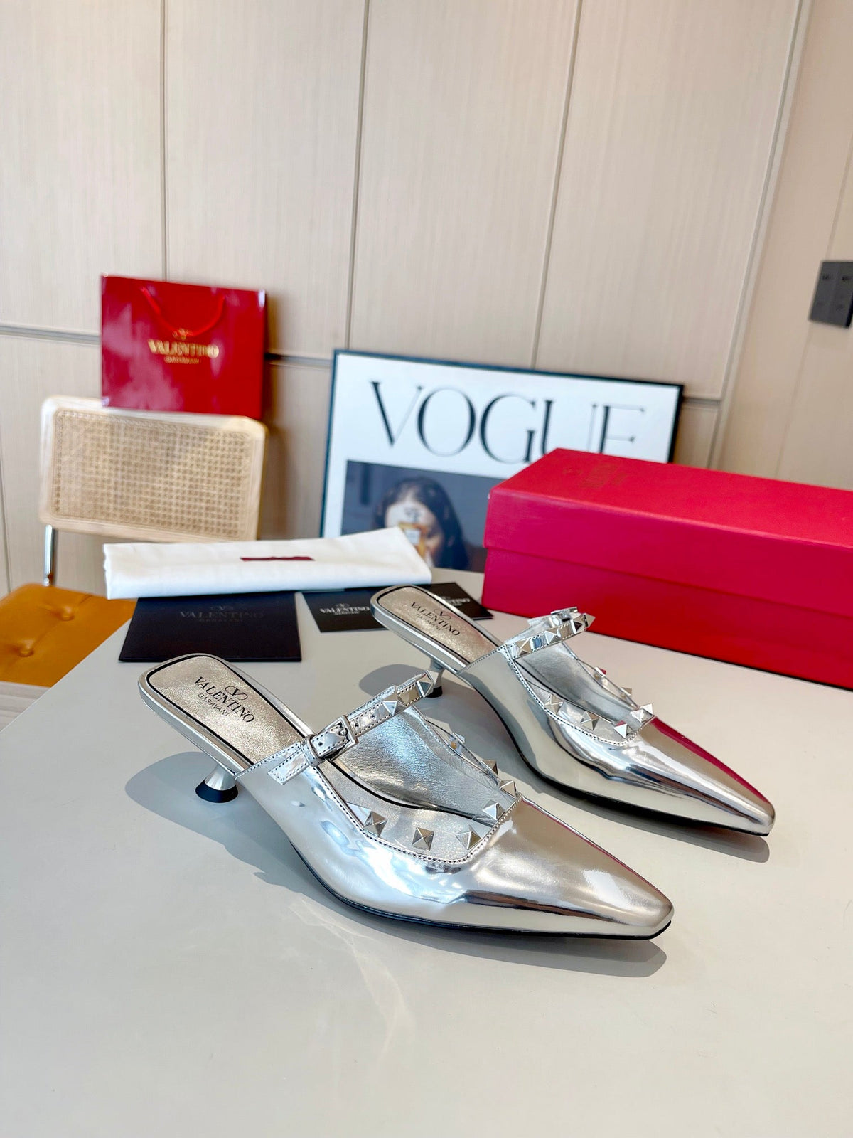 Valentino 25 Pump Mules Heels Patent Leather 239599