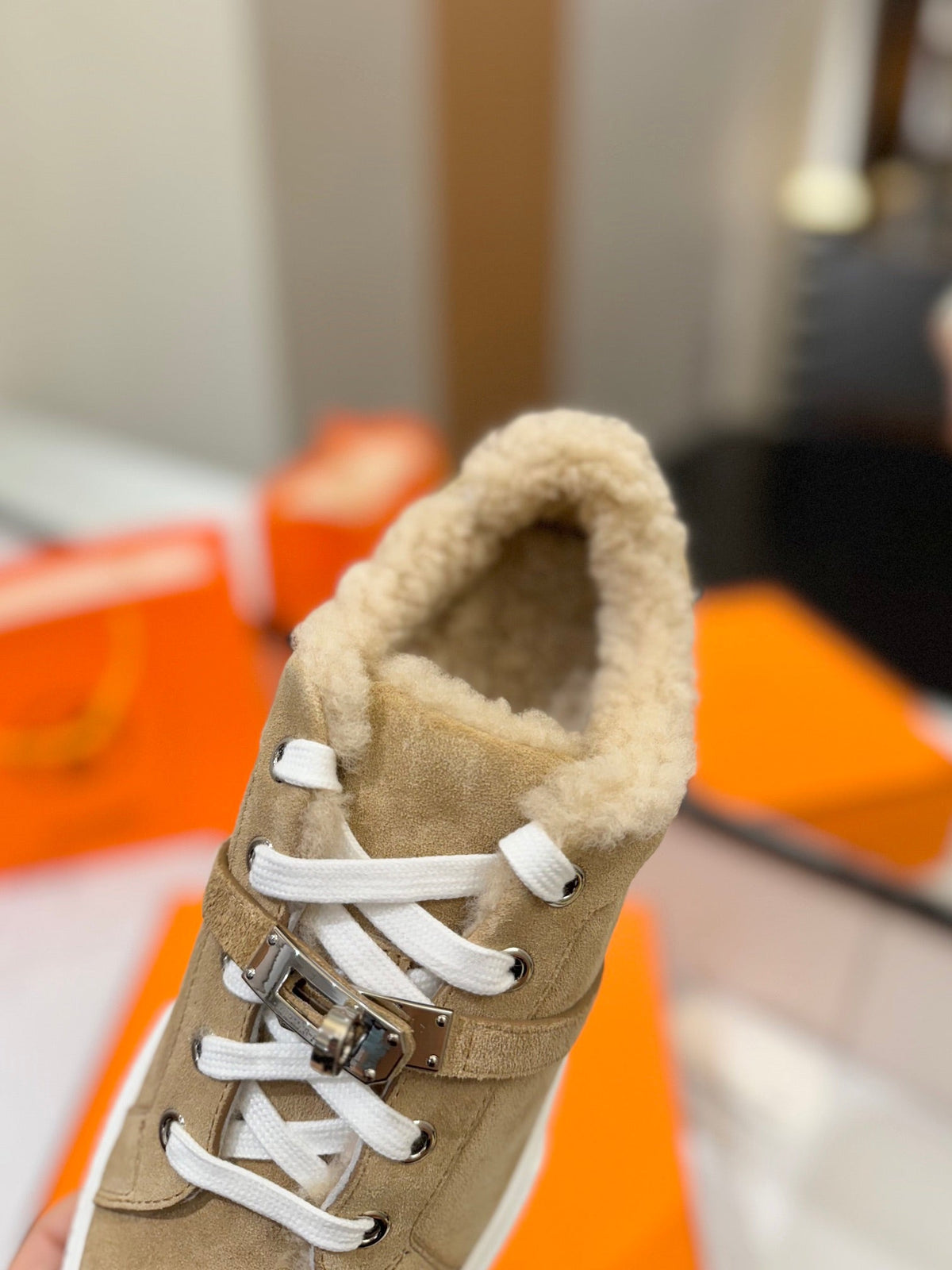 HM Day Sneaker Light Brown With Wool Lining Suede 983048