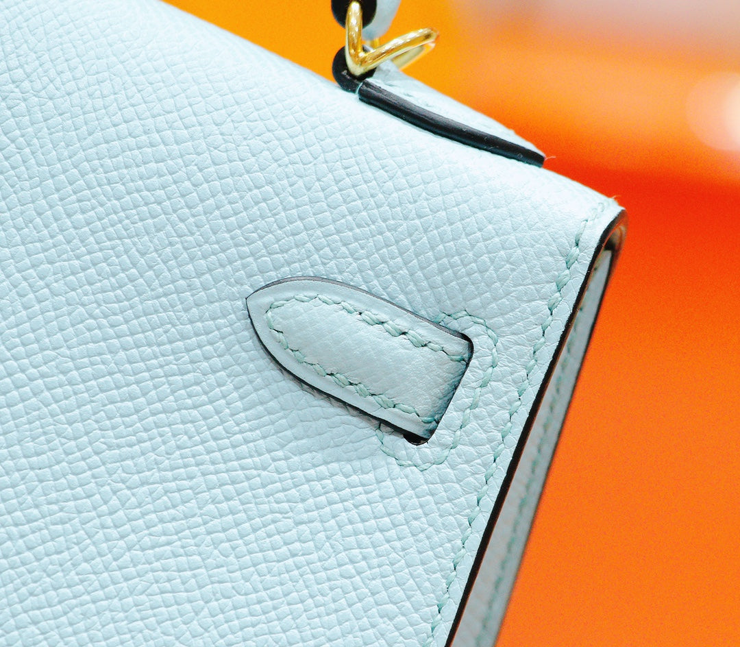 HM Mini Kelly 19cm Cloud Blue Epsom Silver Hardware