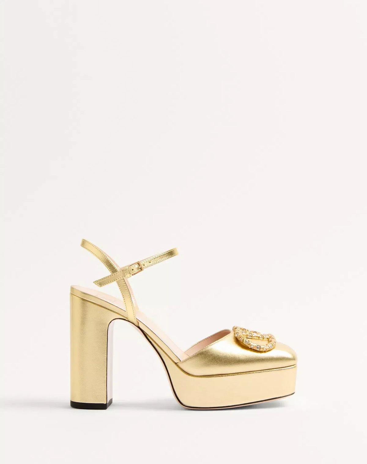 VLOGO SIGNATURE PLATFORM PUMP 115MM GOLD LAMINATED NAPPA