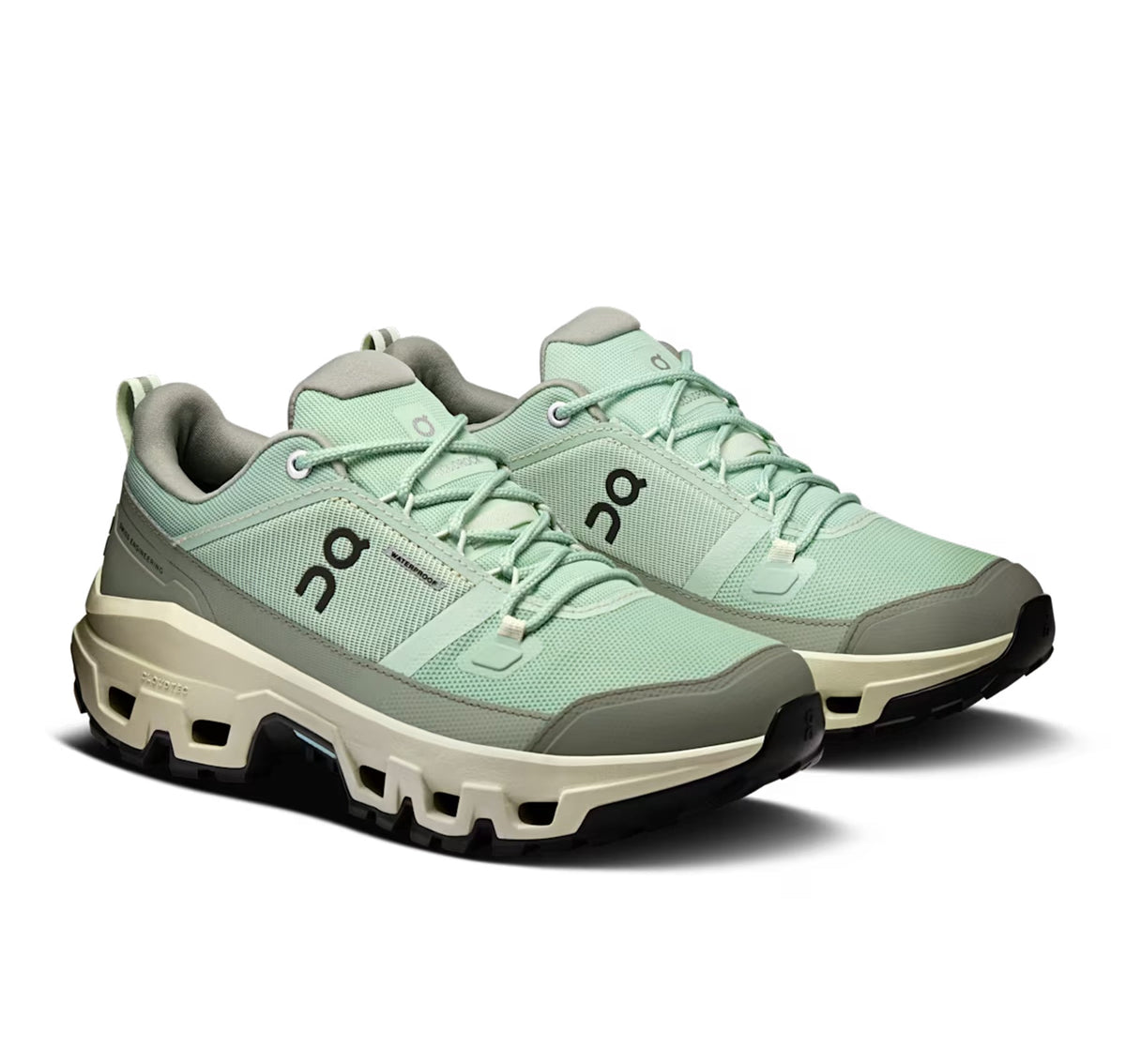 ON Women's Cloudrock Low Waterproof Mineral/Aloe