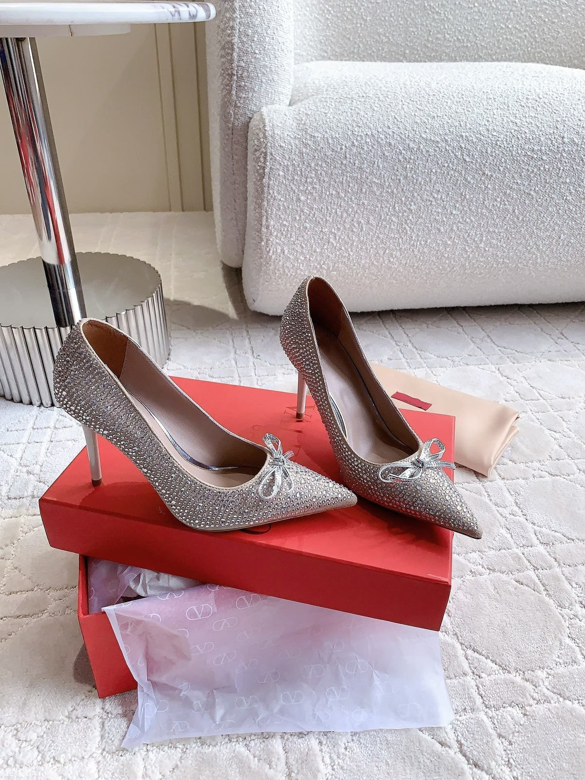 High-heels Pump Crystals 10cm Rose Cannelle With Crystals
