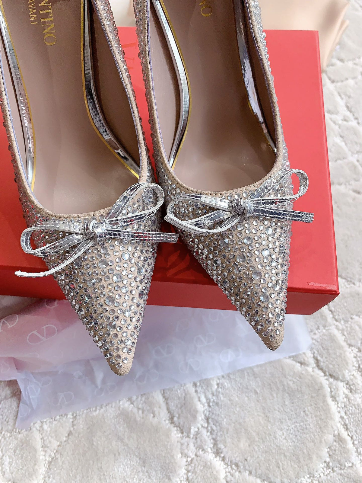 High-heels Pump Crystals 10cm Rose Cannelle With Crystals