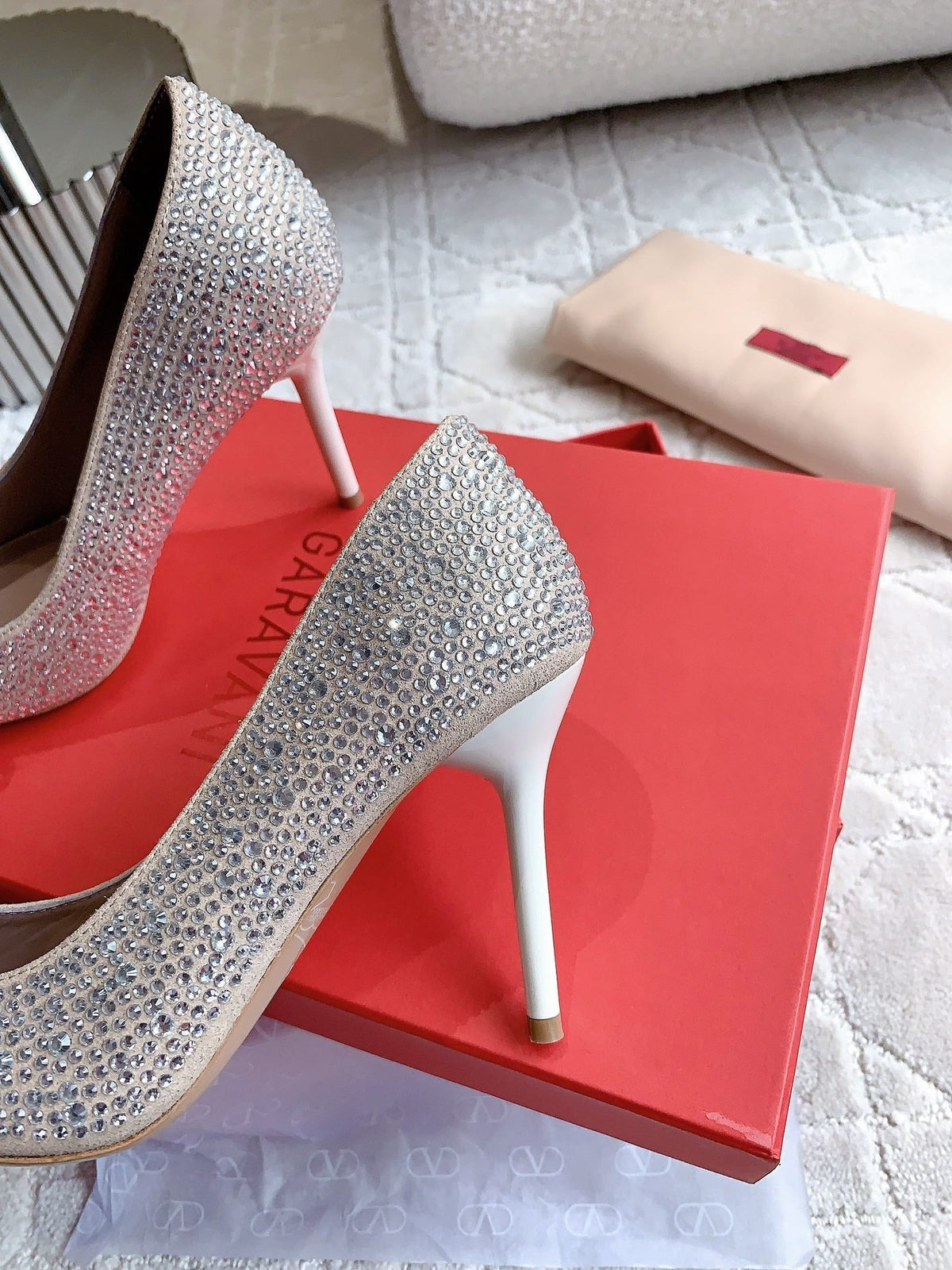 High-heels Pump Crystals 10cm Rose Cannelle With Crystals
