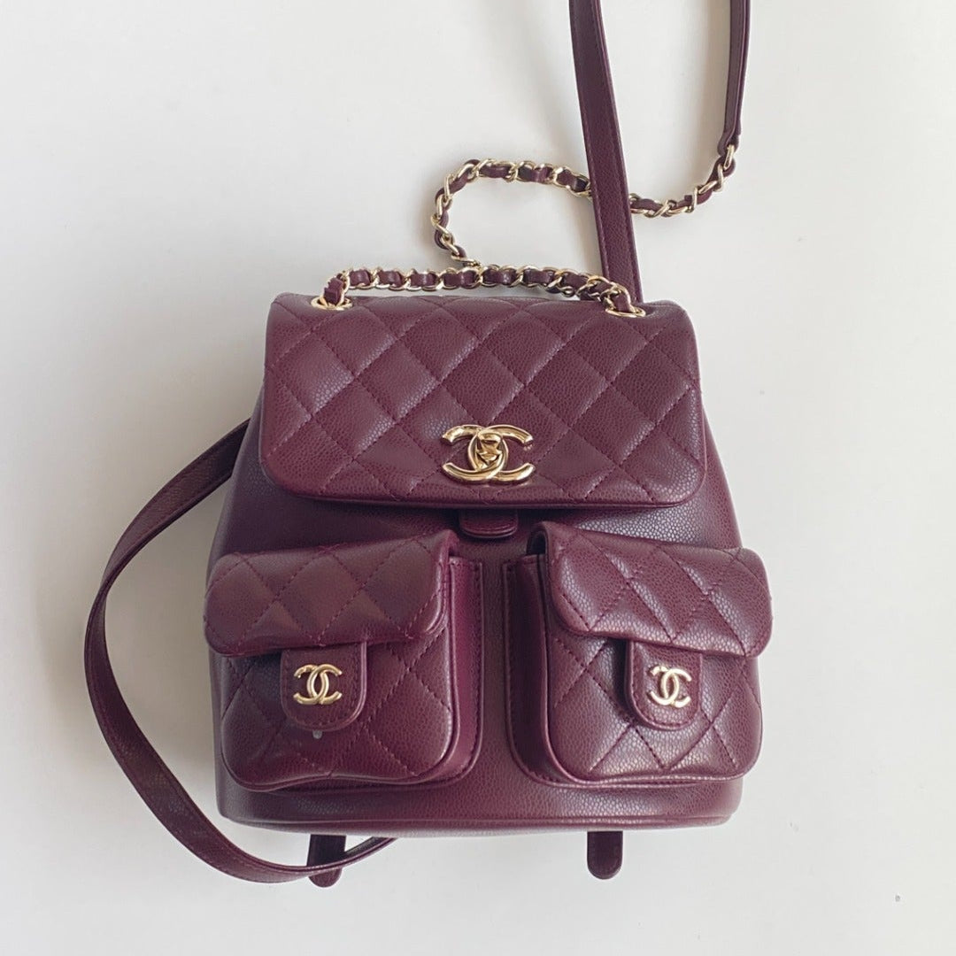 Chanel 25 Backpack Wine Red Grain Embossed Calfskin