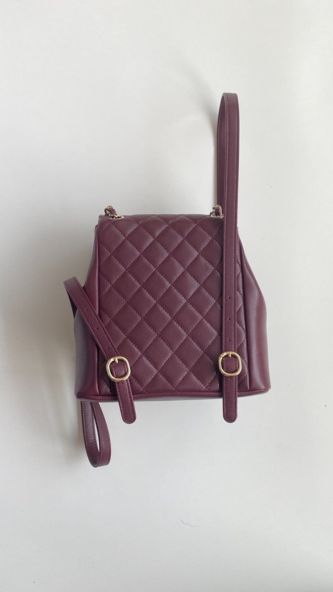 Chanel 25 Backpack Wine Red Grain Embossed Calfskin